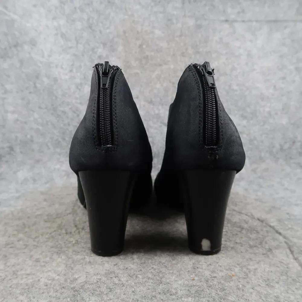 Giani Bernini Shoes Womens 10 Heeled Booties Open Toe Laser Cut Zip Black Alanny